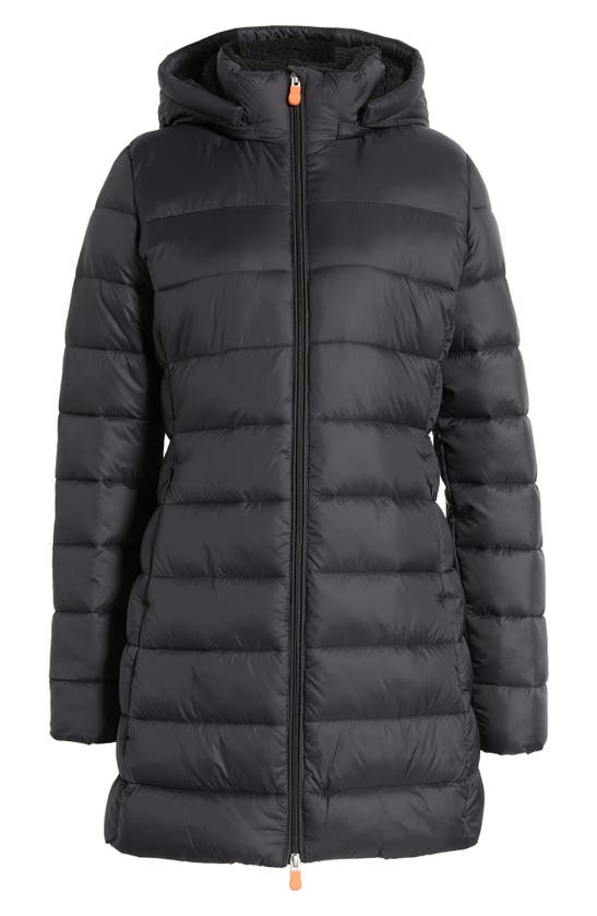 Shop Save The Duck Joanne Hooded Longline Puffer Jacket In Black