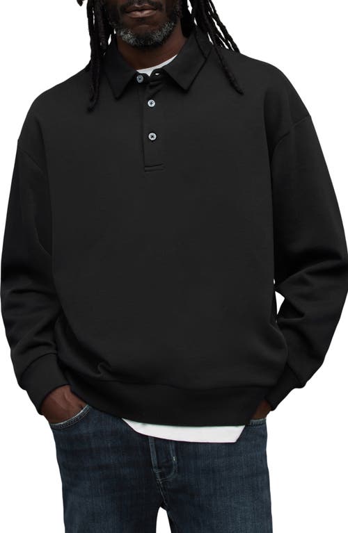 Shop Allsaints Waite Long Sleeve Polo In Jet Black