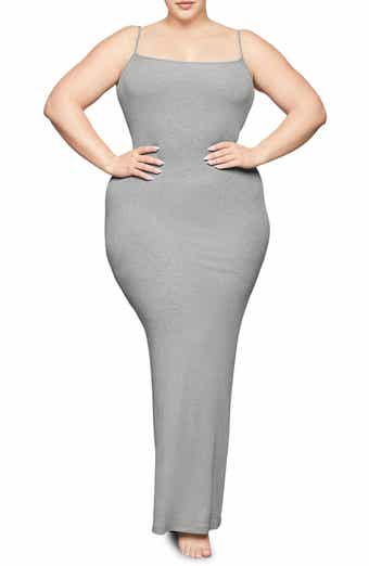 Kim Kardashian SKIMS Soft Lounge Long Slip Dress, Heather Grey XX-Small
