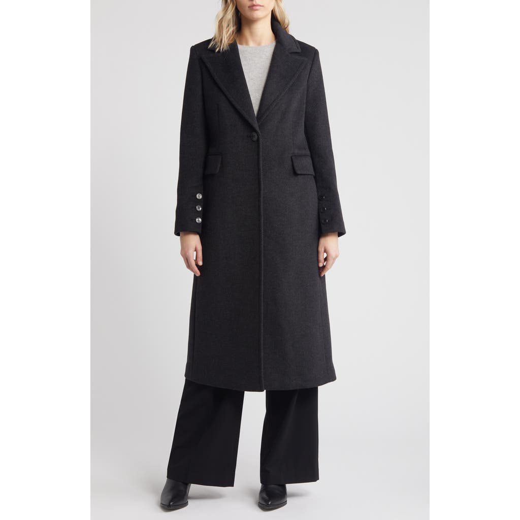 Sam Edelman Single Breasted Twill Reefer Coat In Black