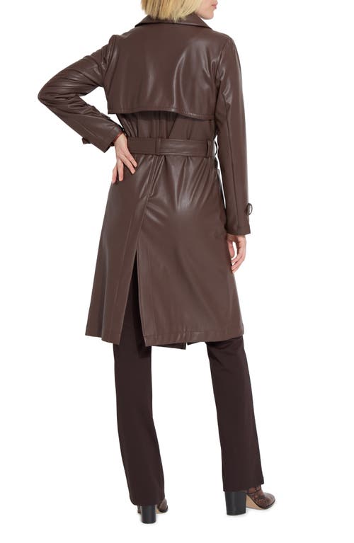 Shop Lyssé Cielo Water Resistant Faux Leather Trenchcoat In Dark Mocha