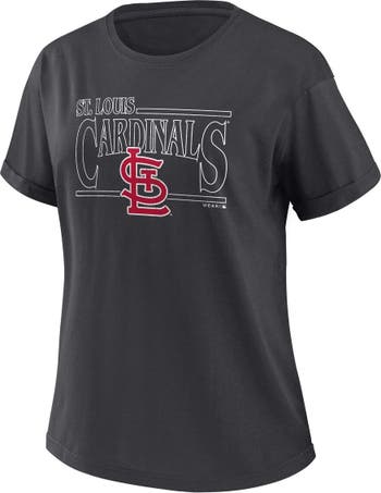 Wear By Erin Andrews Charcoal St. Louis Cardinals Oversized Boyfriend  T-shirt