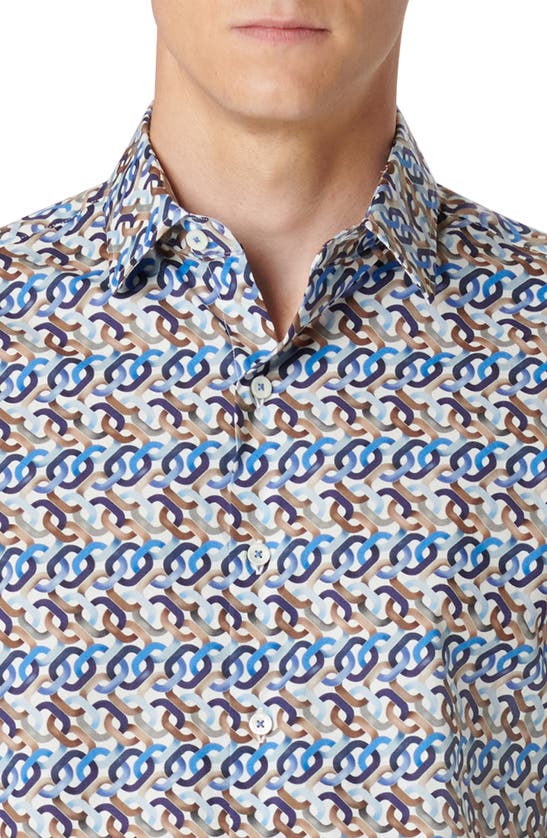 Shop Bugatchi Julian Chain Link Print Stretch Button-up Shirt In Caramel