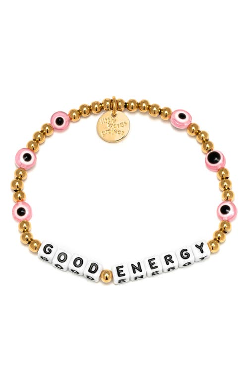 Little Words Project Good Energy Beaded Stretch Bracelet in Waterproof Gold at Nordstrom