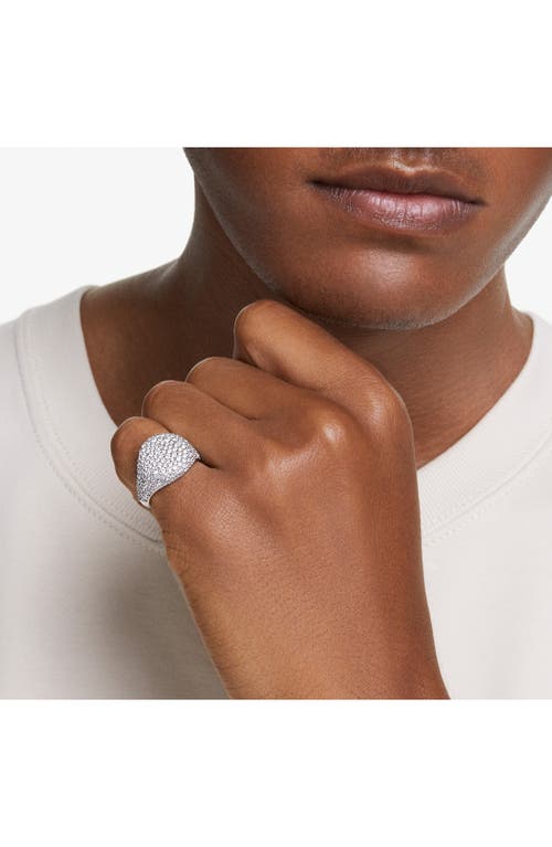 Swarovski White, Rhodium Plated Meteora Cocktail Ring In Silver