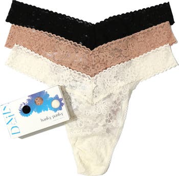 Hanky Panky Daily Lace Low Rise Thong Underwear 5 Pack in Pink Hanky Panky Daily Lace Low Rise Thong Underwear 5 Pack in Pink