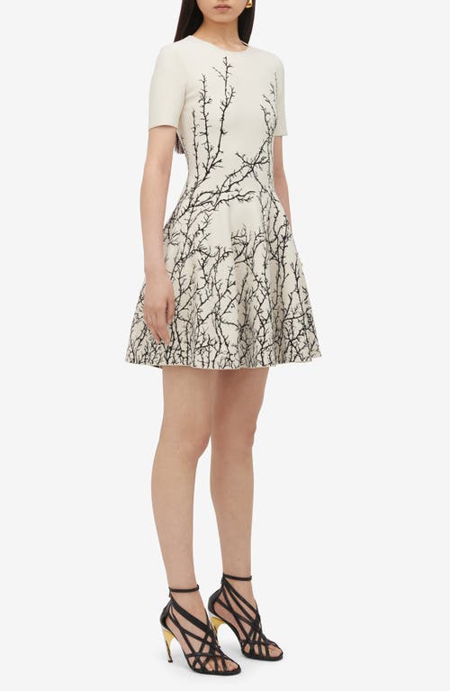 Shop Alexander Mcqueen Thorn Jacquard Fit & Flare Dress In Ivory/black