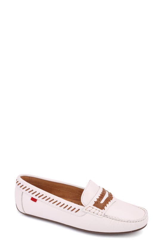 Marc Joseph New York Central Park West Flat In White/ Tan Leather