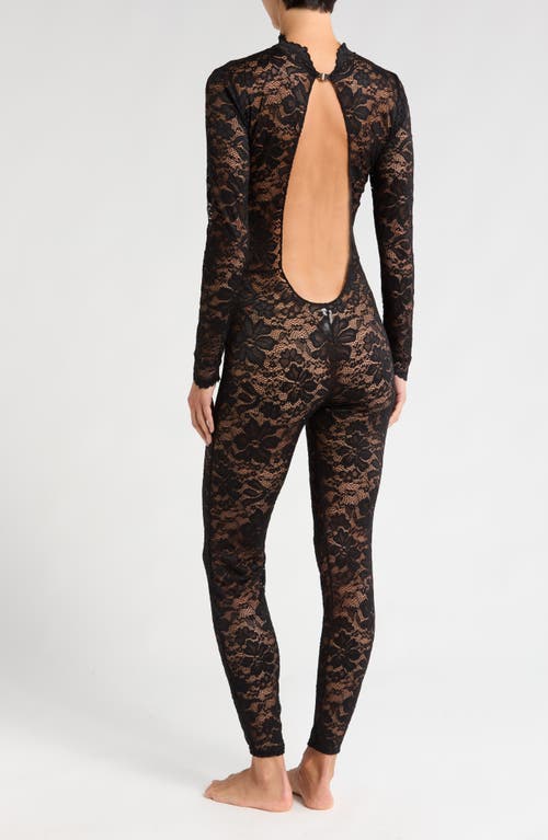 Shop Kilo Brava Long Sleeve Floral Lace Catsuit In Black