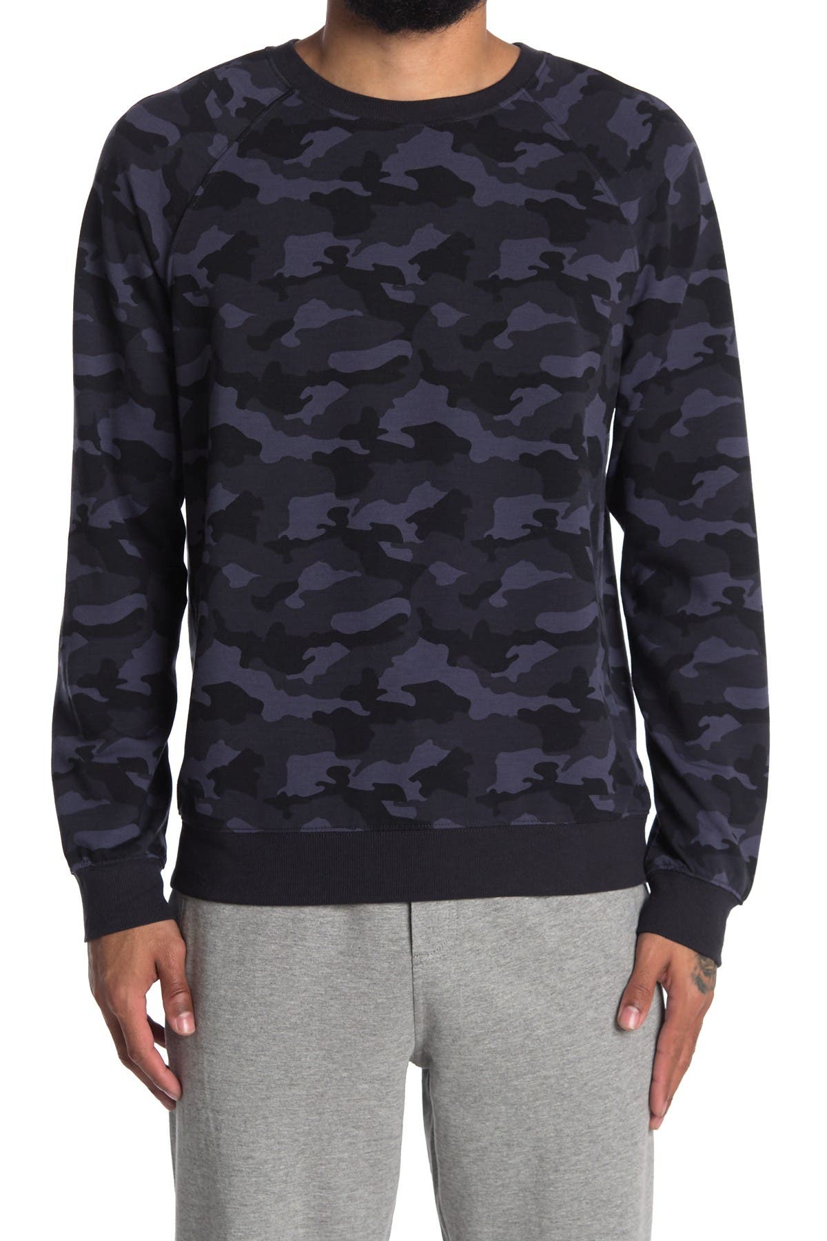 90 Degree By Reflex Terry Brushed Long Sleeve Sweatshirt In Dark Blue