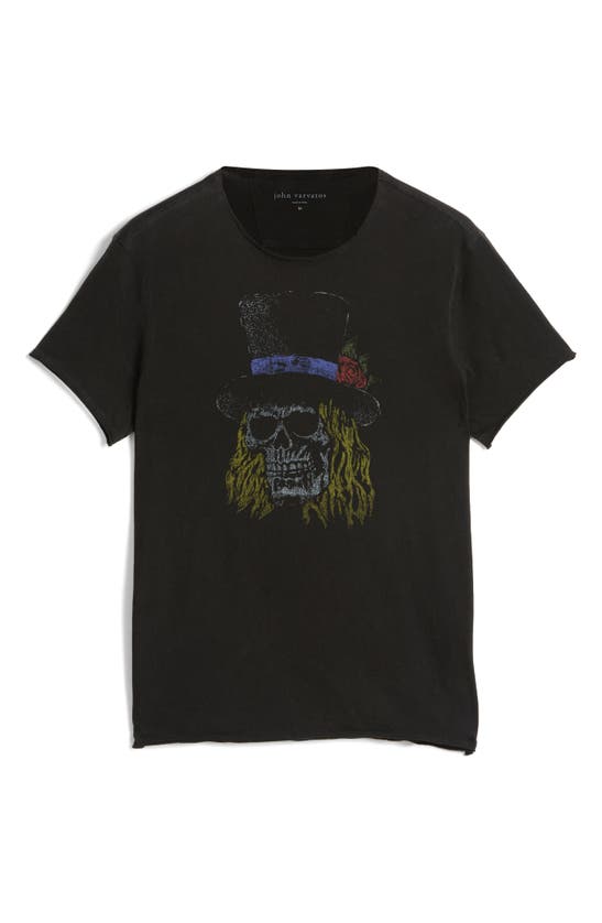 Shop John Varvatos Raw Edge Skull Top Hat Graphic T-shirt In Black