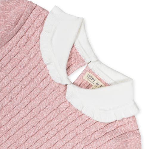 Shop Hope & Henry Girls' Organic Peter Pan Collar Sweater Dress, Toddler In Pale Pink Marl Cable