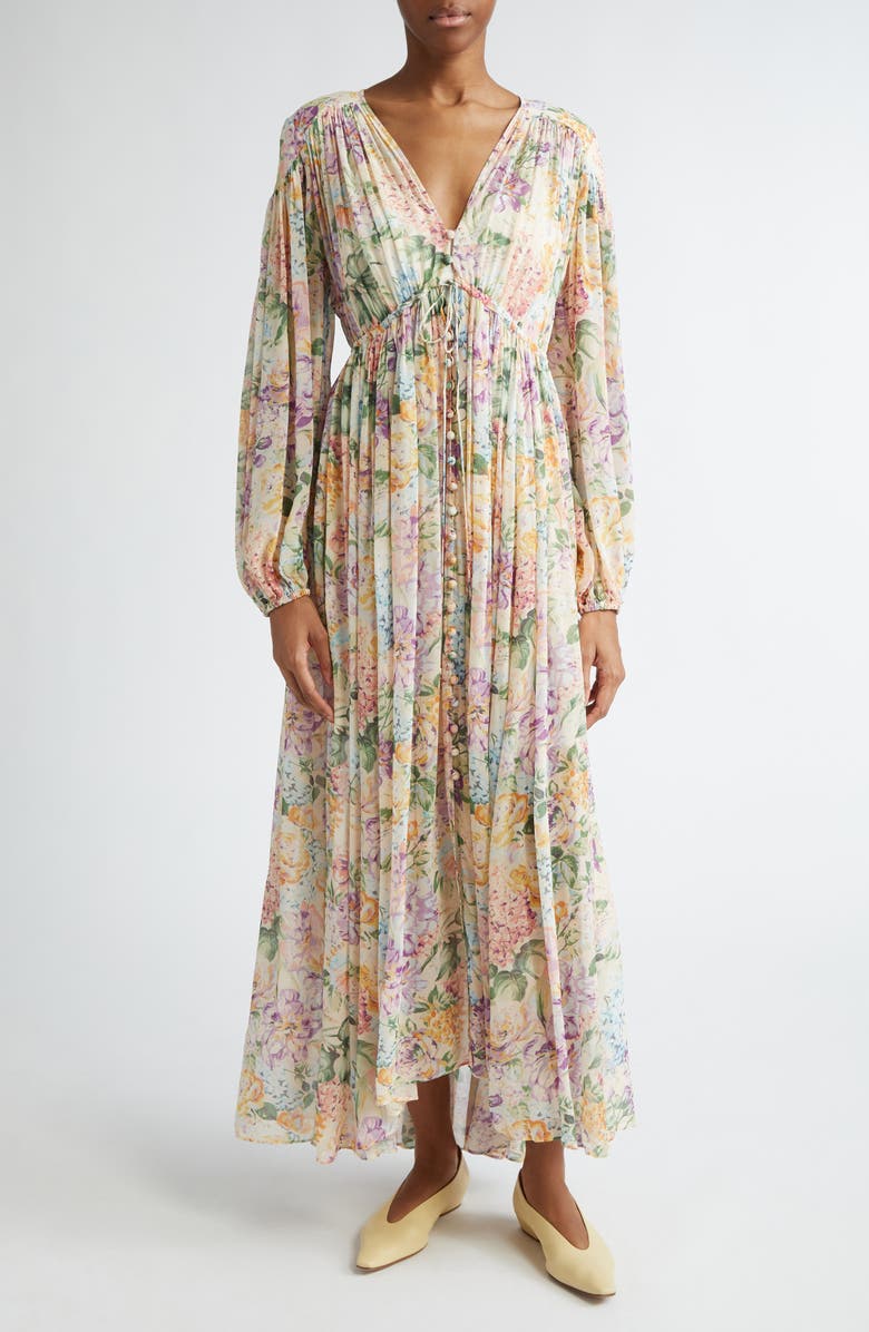 Zimmermann Halliday Floral Gathered Maxi Dress | Nordstrom