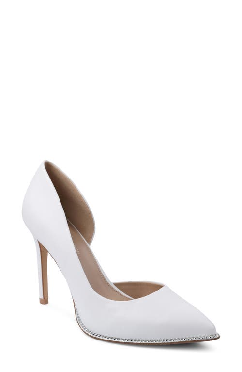 Harnoy Half d'Orsay Pointed Toe Pump in Bright White Faux Leather
