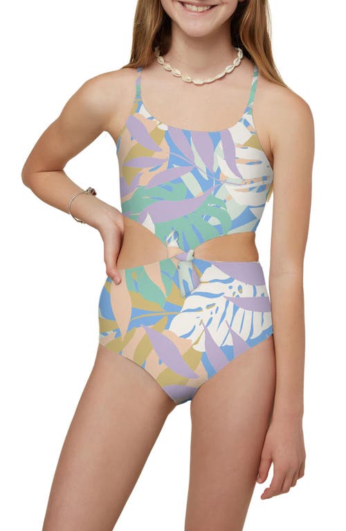 Shop O'neill Kids' Knot Front One-piece Swimsuit In Retro Blue 1