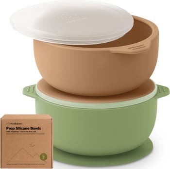 Keababies 1pc Prep Silicone Suction Plate WITH LID - Slate