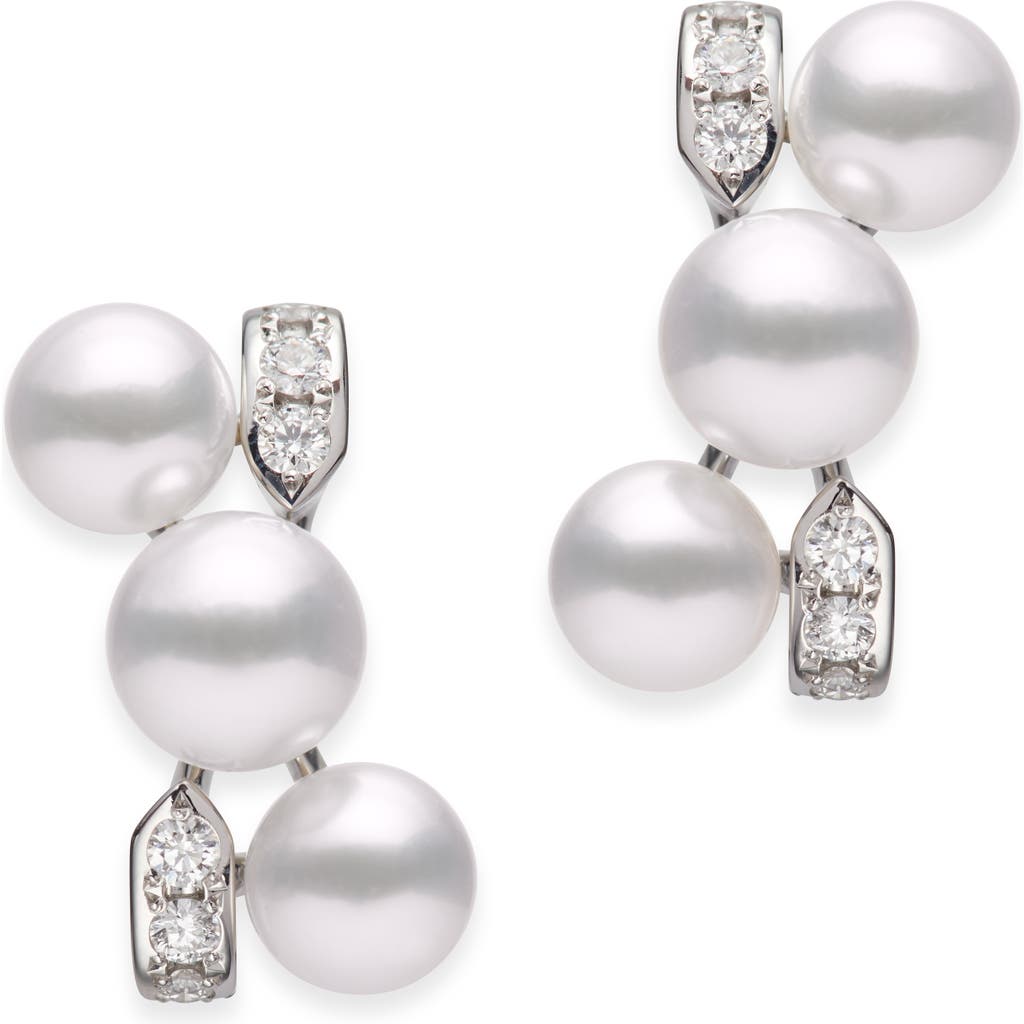 Mikimoto Cluster Cultured Pearl Earrings In White