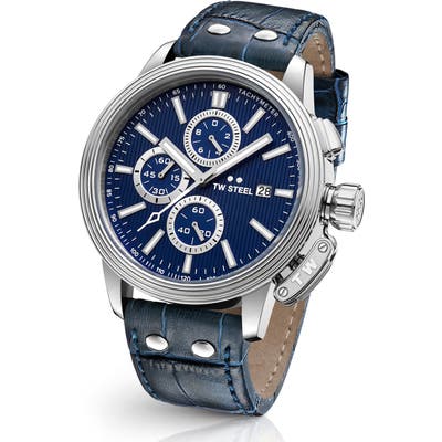 Tw Steel Ceo Adesso Chronograph Leather Strap Watch, 4m
