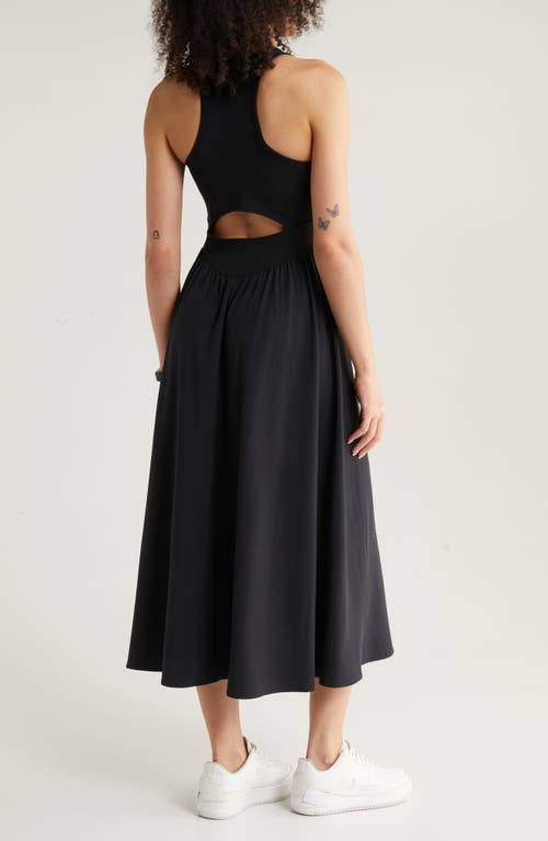 Shop Zella Effortless Cutout Back Hybrid Dress In Black