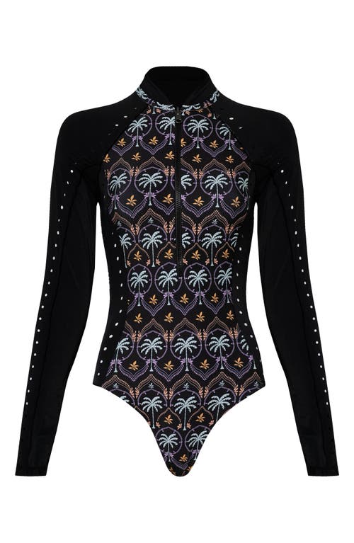 Noir Black Eos Long Sleeve Reversible One-Piece Rashguard Swimsuit