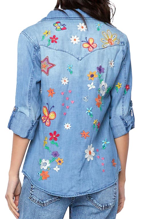 Billy T Sketchbook Embroidered Button-up Shirt In Vintage Blue