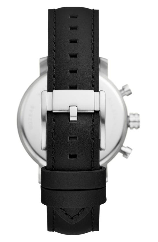 Fossil Rhett Leather Strap Watch, 42mm In Silver