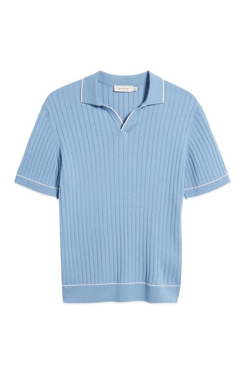 Shop Bugatchi Tipped Johnny Collar Short Sleeve Sweater In Air Blue