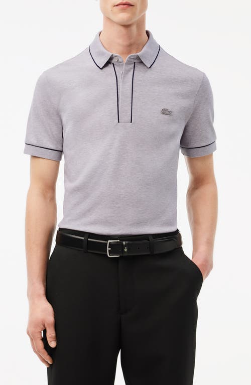 Shop Lacoste Regular Fit Tipped Piqué Polo In Silver Chine