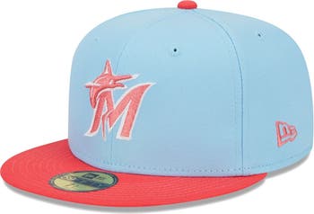 Men's New Era Light Blue/Red Miami Marlins Spring Color Two-Tone 59FIFTY Fitted Hat