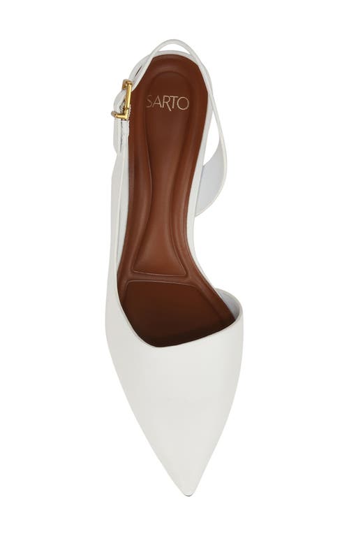 Sarto By Franco Sarto Kimberly Half D'orsay Pointed Toe Kitten Heel Pump In White