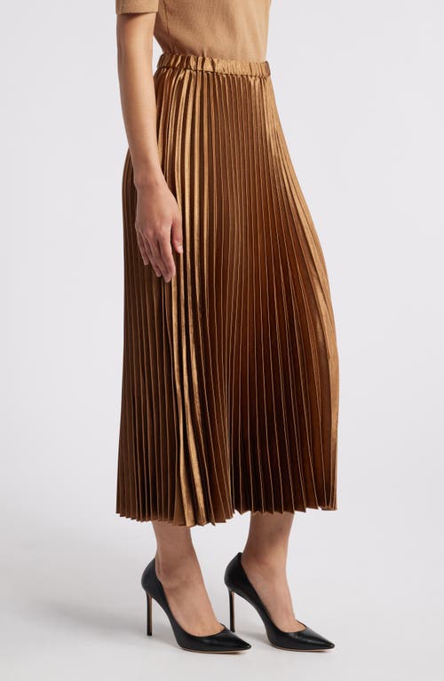 Shop Anne Klein Pleated Satin Skirt In Vicuna