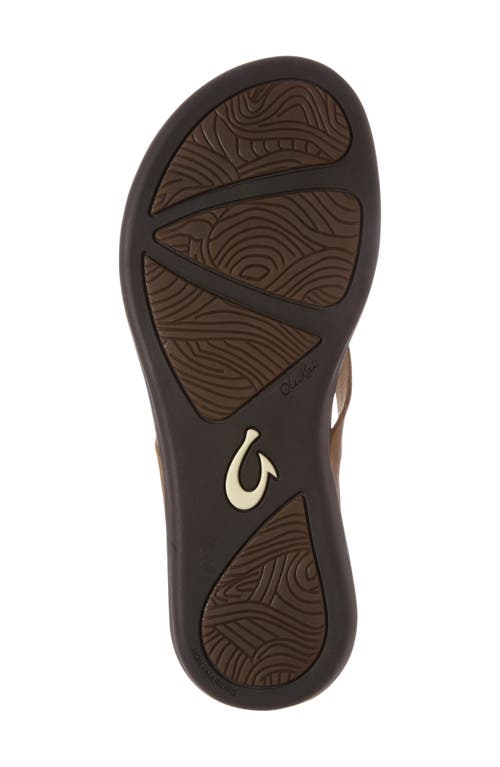 Shop Olukai Ho Opio Leather Flip Flop In Sahara/dark Java Leather