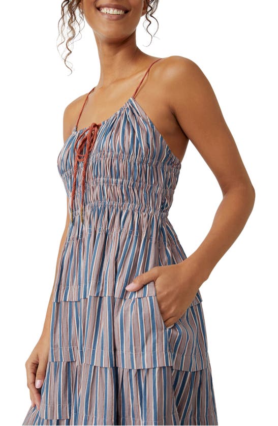 Shop Free People Going Steady Ruffle Sundress In Taupe Combo