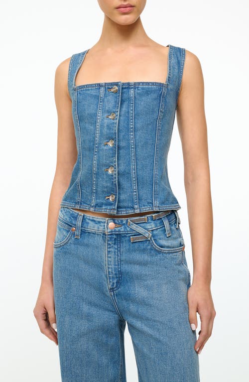 Shop Staud + Wrangler Denim Trucker Top In Indigo Wash