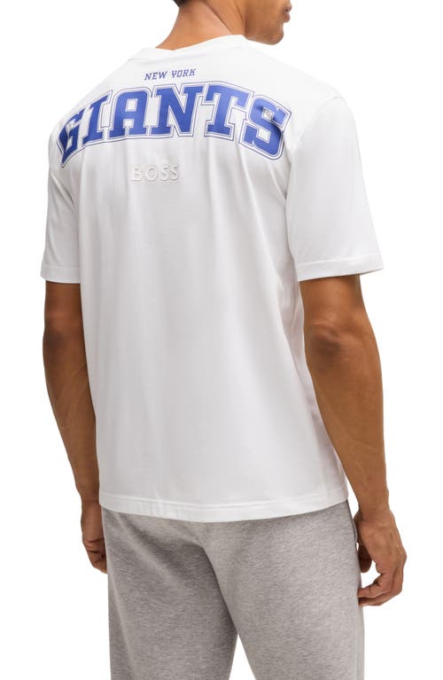 Shop Hugo Boss Boss X Nfl Stretch Cotton Graphic T-shirt In New York Giants - White