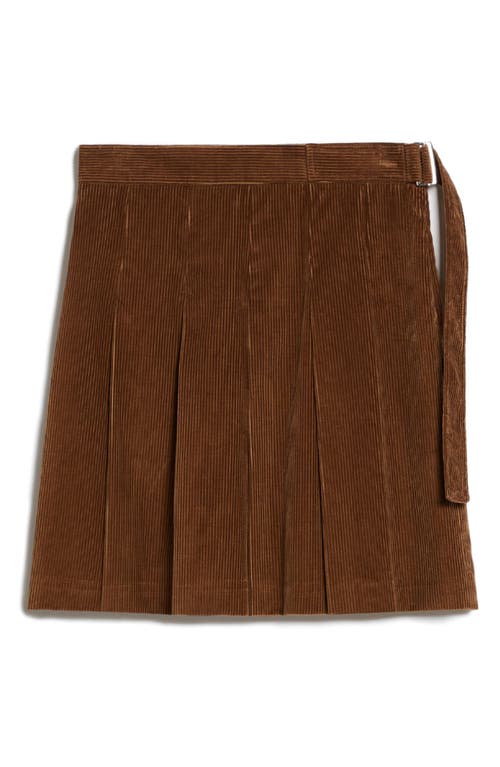 Shop Max Mara Weekend  Zucca Pleated Cotton Corduroy A-line Skirt In Hazelnut Brown