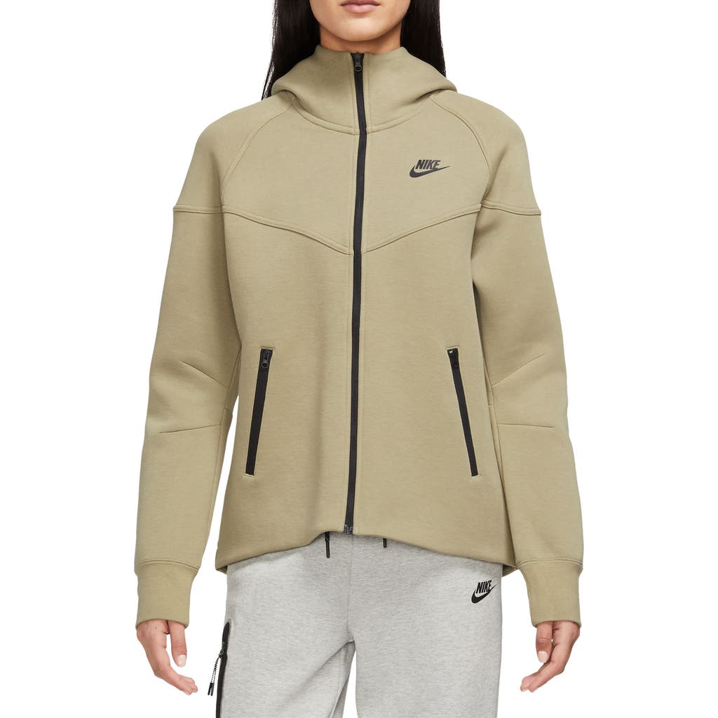 Nike Sportswear Tech Fleece Windrunner Zip Hoodie In Neutral Olive/black