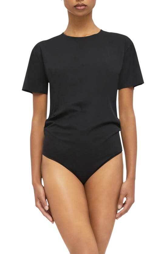 Shop Wolford Aurora Pure Jersey Thong Bodysuit In Black