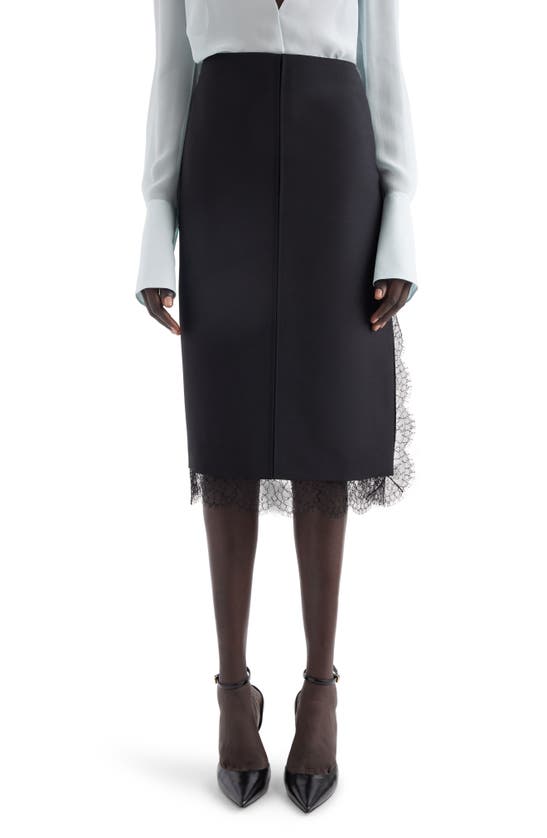 Shop Givenchy Lace Trim Wool & Mohair Skirt In Black