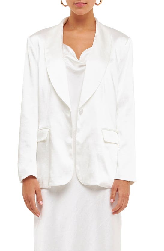Endless Rose The Satin Blazer In White