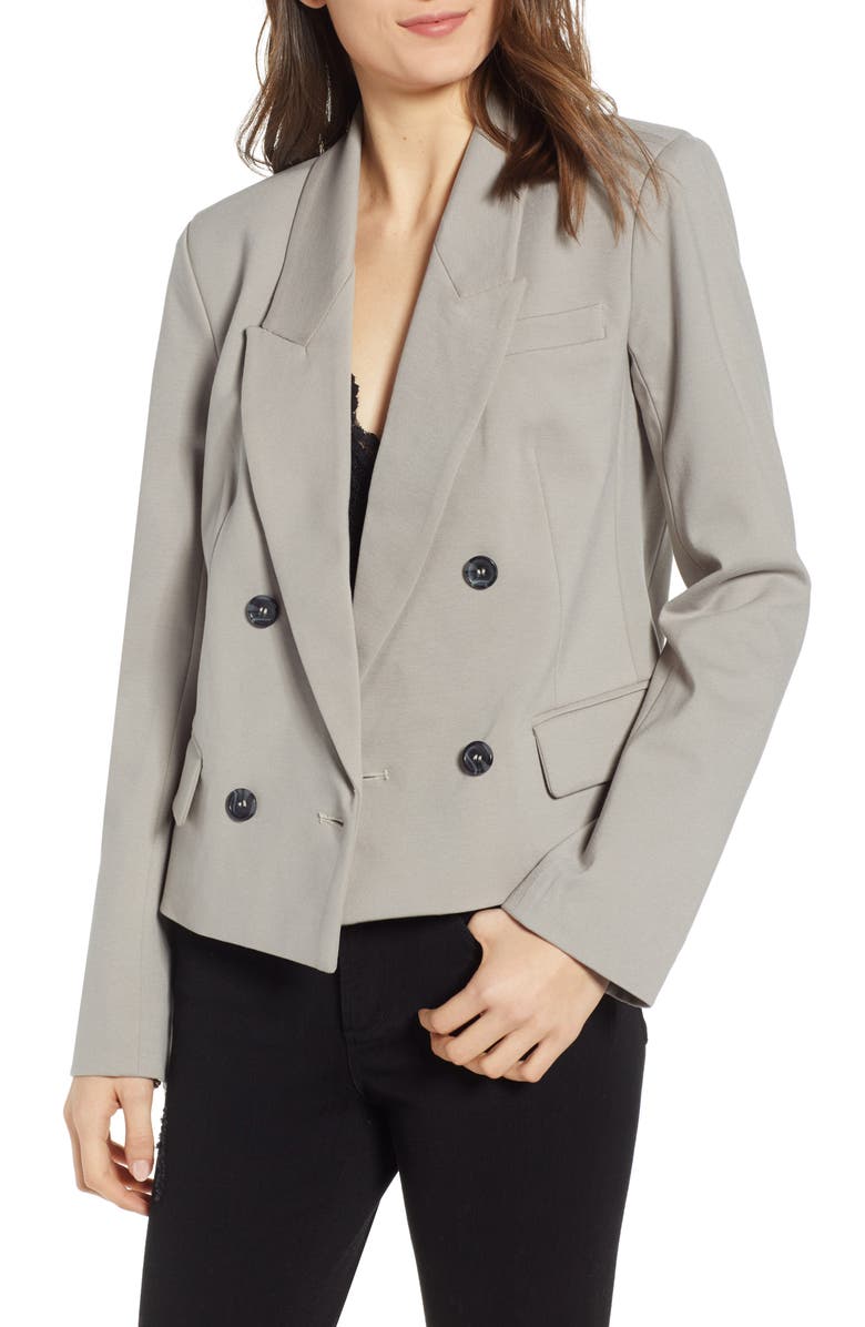 BLANKNYC Crop Ponte Blazer, Main, color, SEATTLE FOG