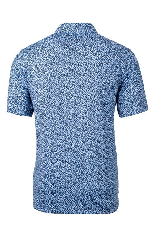 Cutter & Buck Magnolia Scatter Print Performance Polo In Atlas/navy Blue