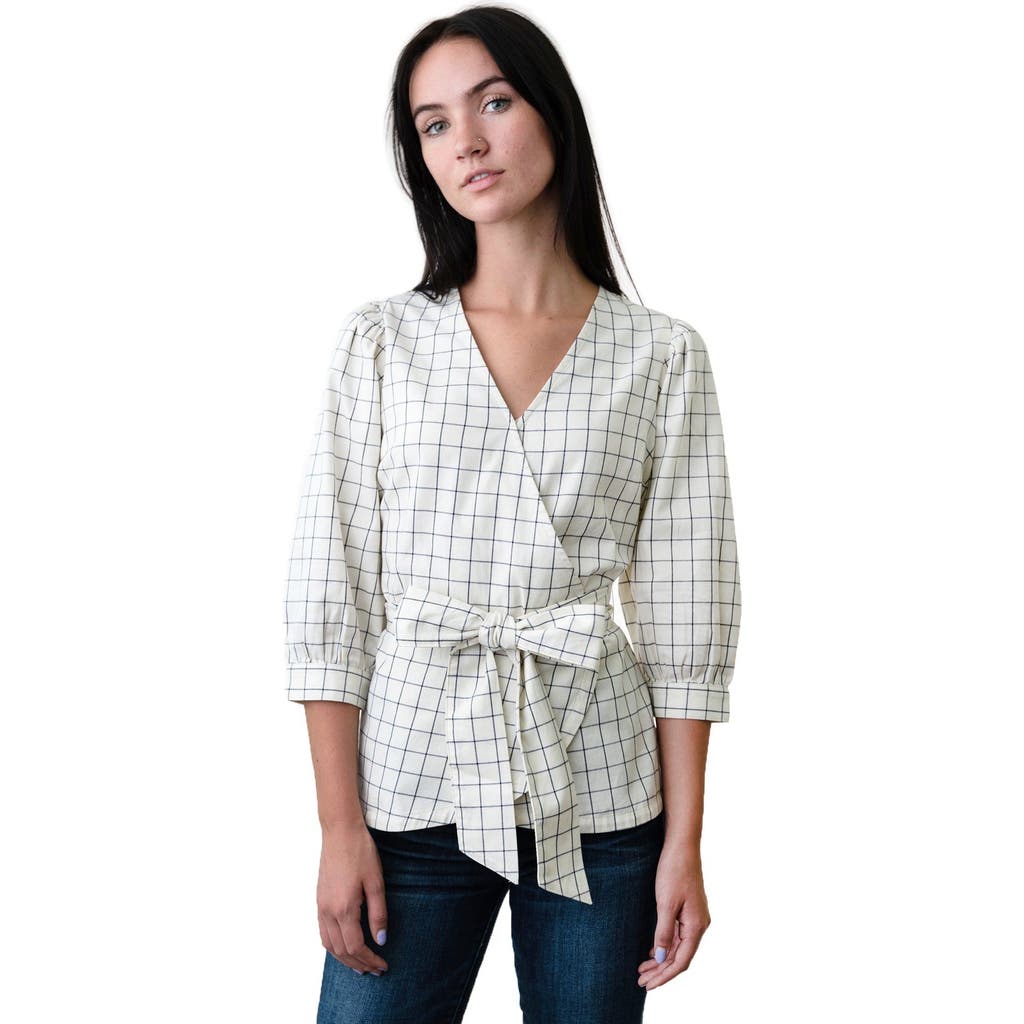 HOPE & HENRY PUFF SLEEVE WRAP TOP