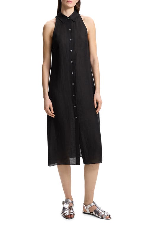 Shop Theory Sleeveless Button-up Midi Shirtdress In Black