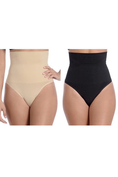 2 Pack Seamless Thong Shapewear for Women Tummy Control Body