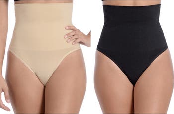 Shapermint High Waist Shapewear Thong, Shapewear for Women, Tummy Control  and Compression Thong, Nude, Small : : Fashion