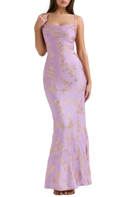 Capriana Metallic Sleeveless Lace Back Mermaid Gown in Orchid Bloom