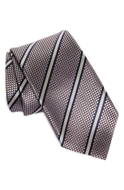 Paglie Bold Stripe Mulberry Silk Tie in Pink