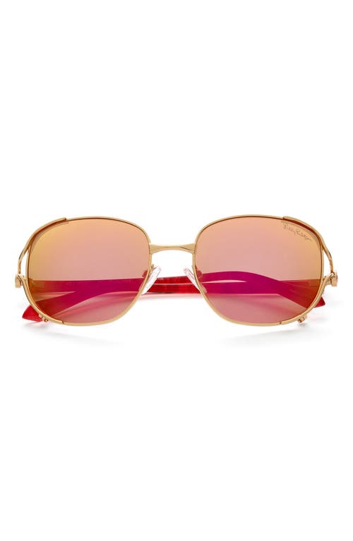 Lilly Pulitzer® Key West 55mm Gradient Polarized Sunglasses in Gold Pink