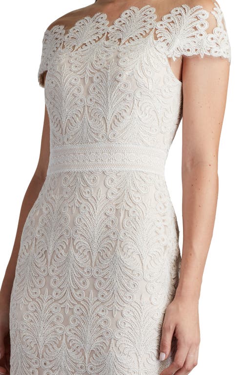 Shop Tadashi Shoji Corded Lace Sheath Cocktail Dress In Ivory/petal